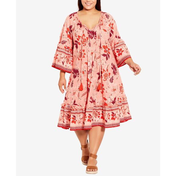 AVENUE Kara Crush Midi Dress Pink Royal Blooms NWT Plus Size 20W - Picture 1 of 11